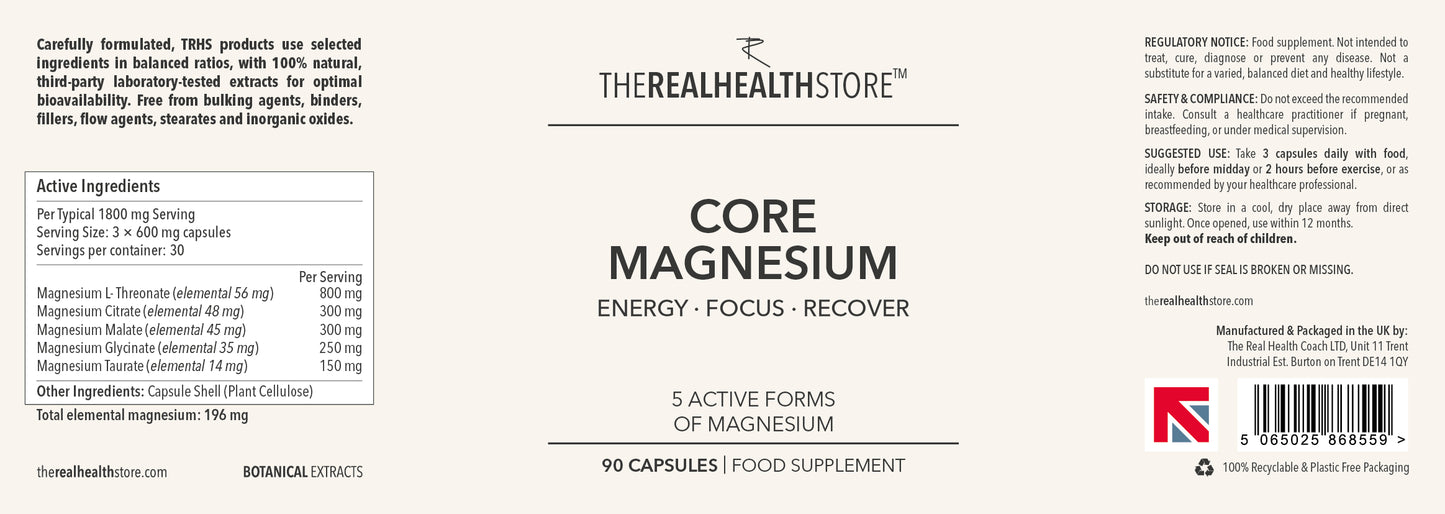 
                  
                    TRHS Core Magnesium (5 active forms of magnesium) Complex - 90 Capsules
                  
                