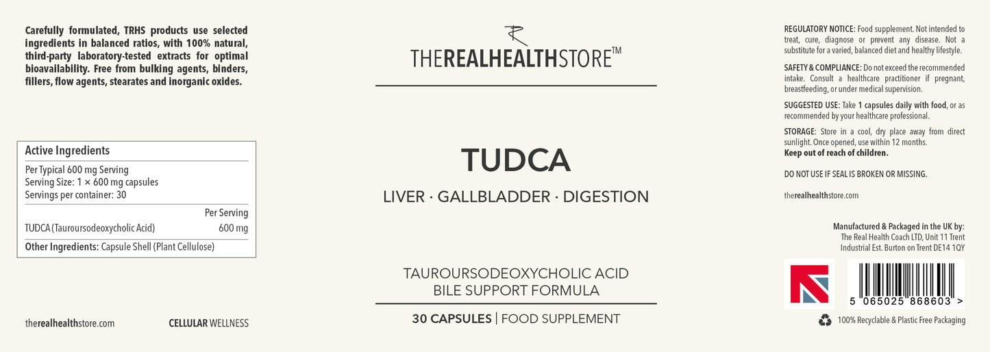 
                  
                    TRHS Tudca (Tauroursodeoxycholic Acid - Vegan Friendly) Liver, Gallbladder, Brain, Eye Support Supplement High Strength 600mg- 30 Capsules
                  
                