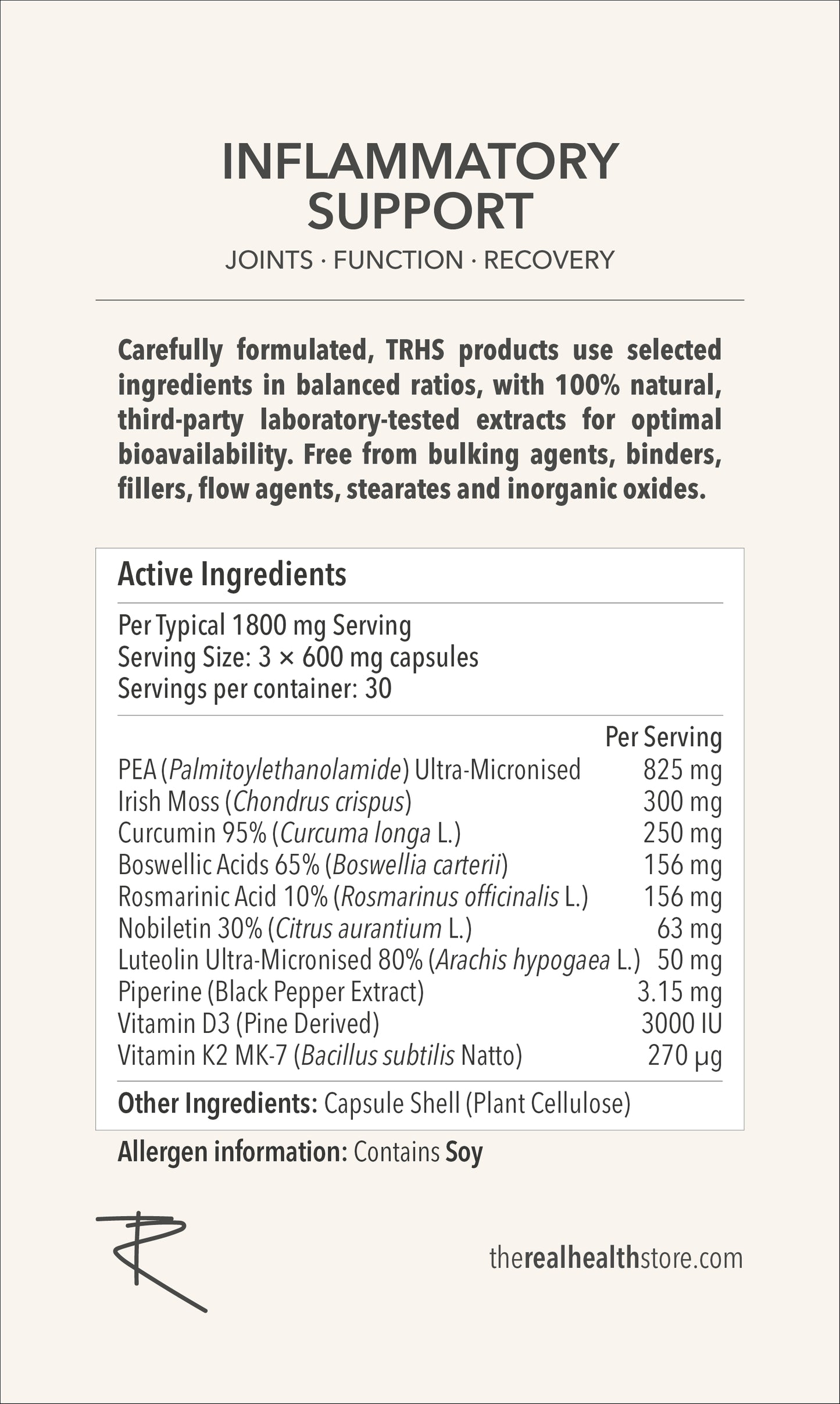 
                  
                    TRHS Inflammatory Support (potent anti-inflammatory & pain reliever) - 90 Capsules
                  
                
