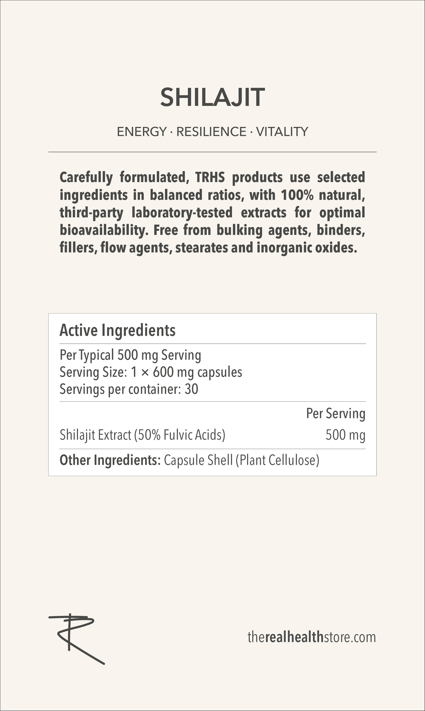 
                  
                    TRHS Shilajit Capsules, High Strength 50% Fulvic Acids - Boost energy - balance Hormones
                  
                