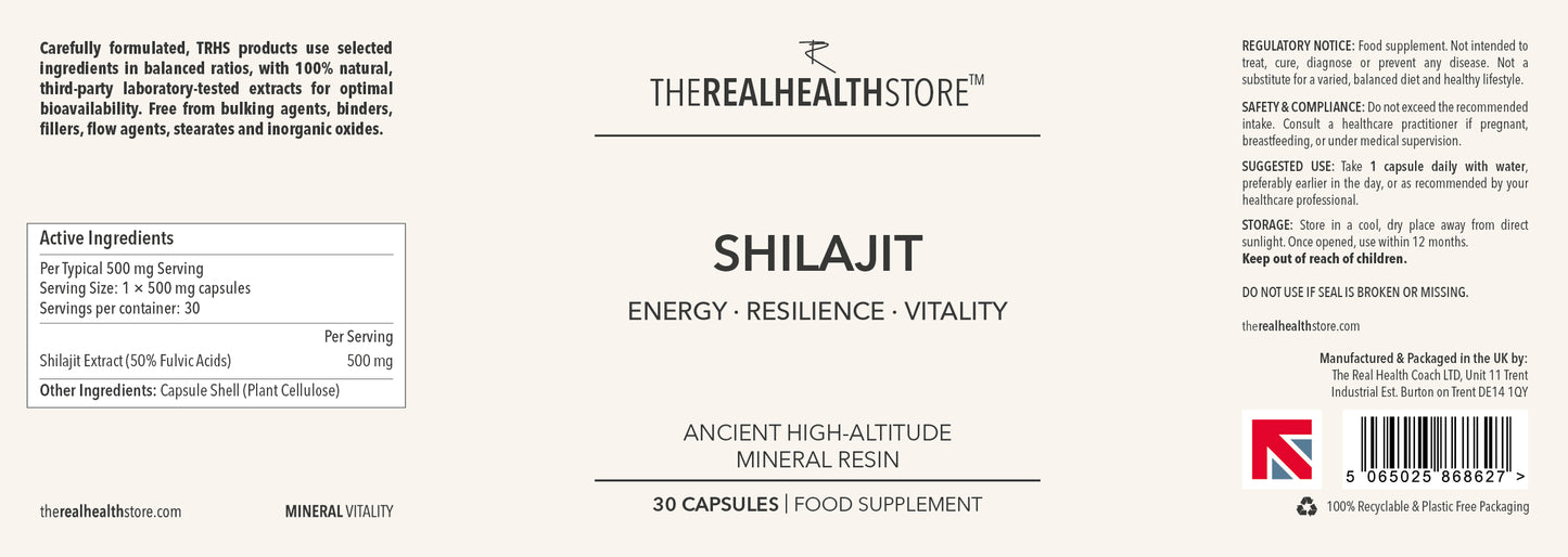 
                  
                    TRHS Shilajit Capsules, High Strength 50% Fulvic Acids - Boost energy - balance Hormones
                  
                