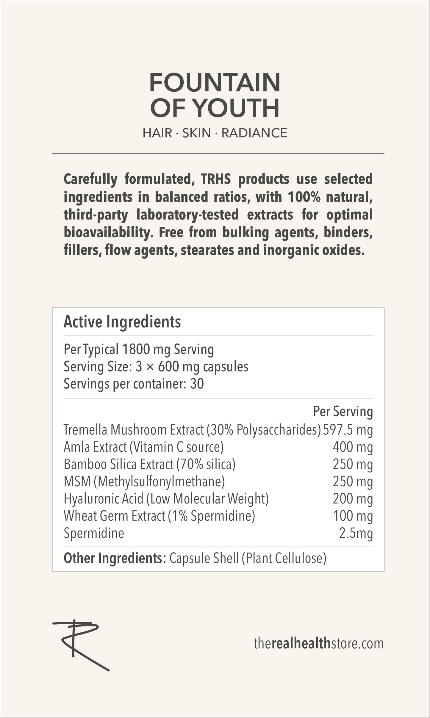 
                  
                    TRHS Fountain Of Youth - Collagen Building Formula - 90 Capsules
                  
                