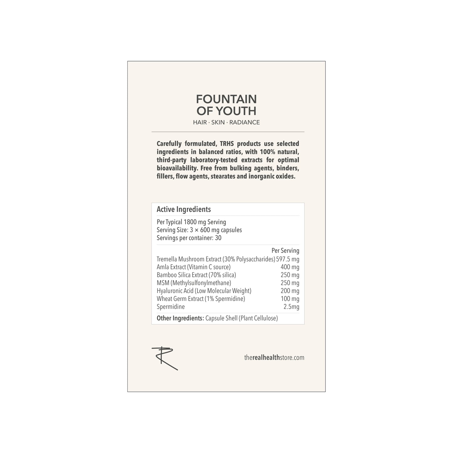 
                  
                    TRHS Fountain Of Youth - Collagen Building Formula - 90 Capsules
                  
                