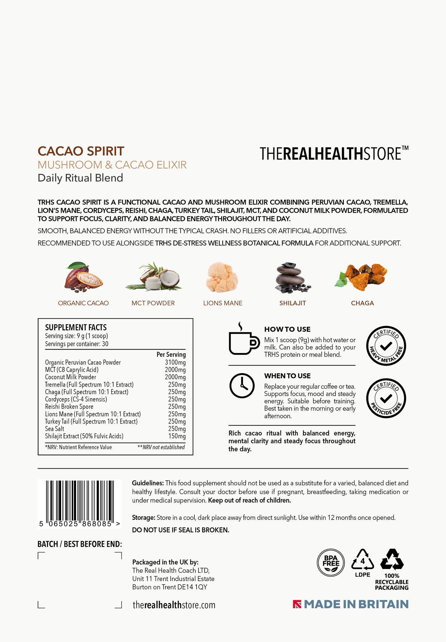 
                  
                    TRHS Cacao Spirit Mushroom & Hot Chocolate Energising Elixir
                  
                