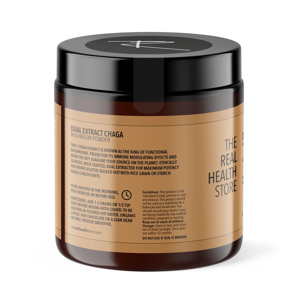 
                  
                    TRHS Dual Extract Wild Harvested Chaga Mushroom Powder - 60grams
                  
                