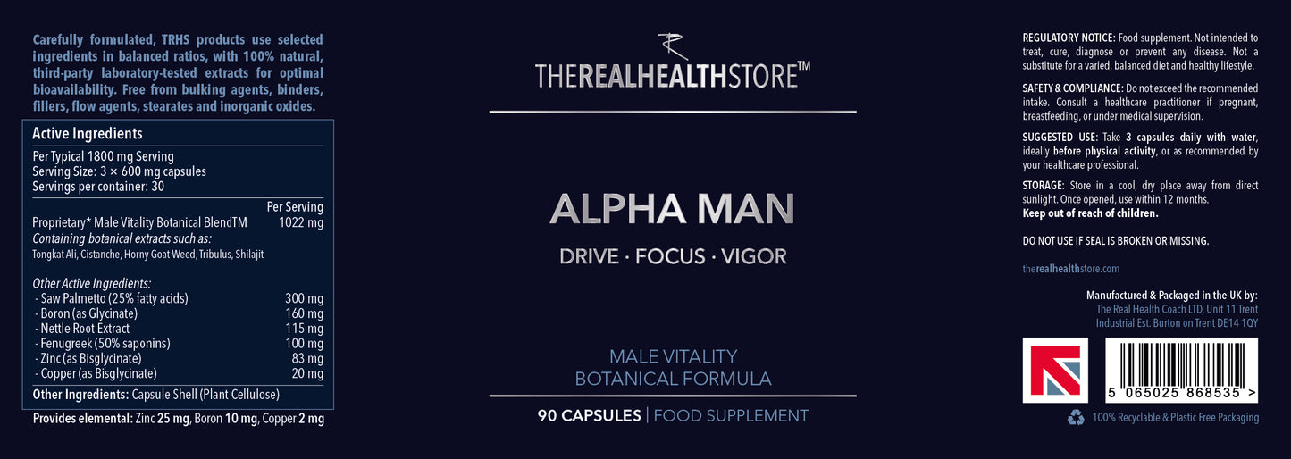 
                  
                    TRHS Alpha Man -  (New) Advanced Male Vitality Complex Formula - 90 Capsules
                  
                