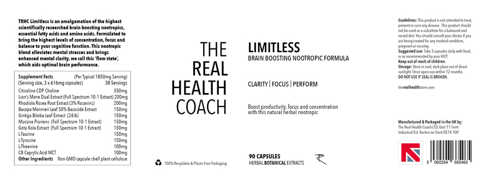 
                  
                    TRHS Limitless - Brain Boosting Nootropic Formula - 90 Capsules
                  
                