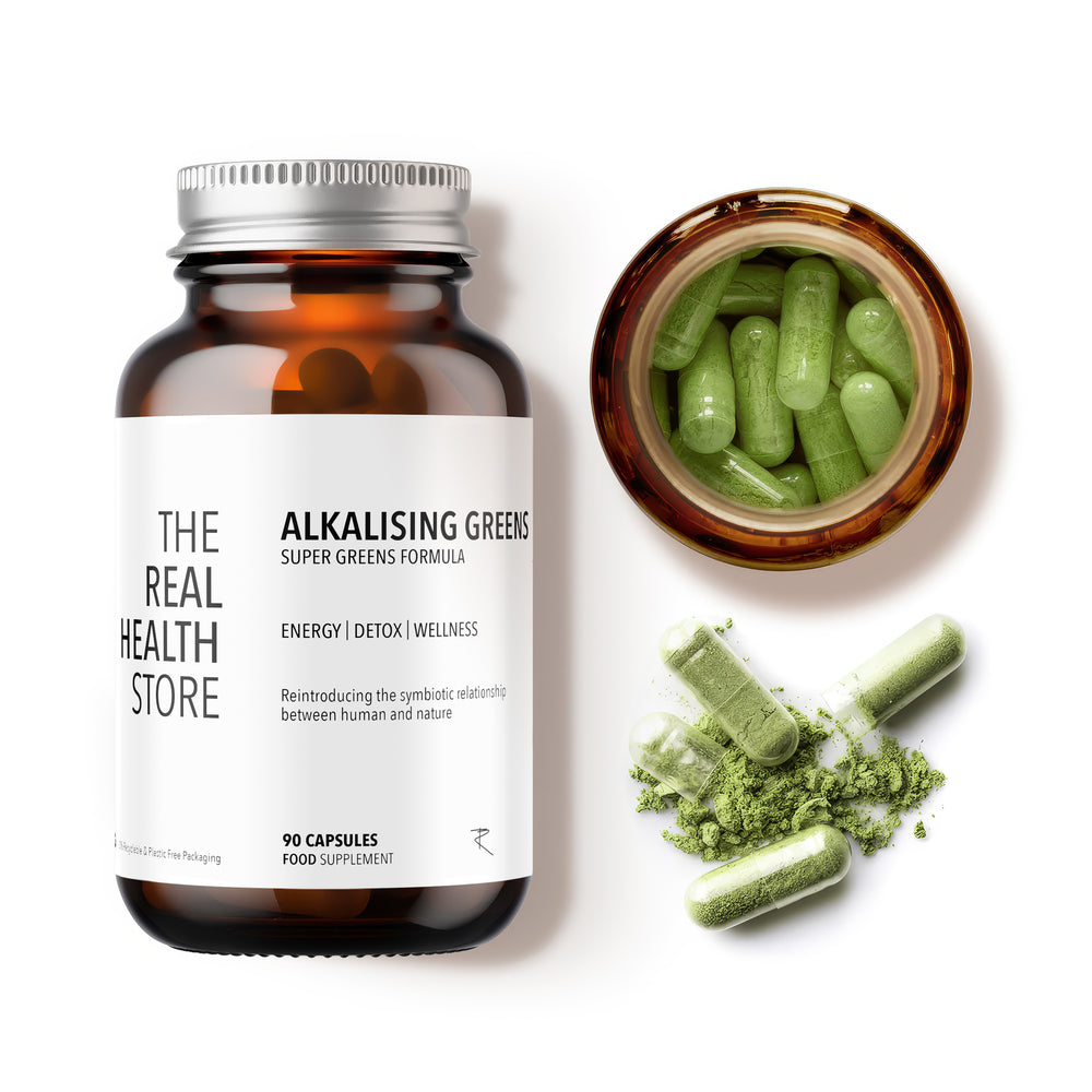 TRHS Alkalising Super Greens - Chlorophyll Rich Energy Formula - 90 Capsules