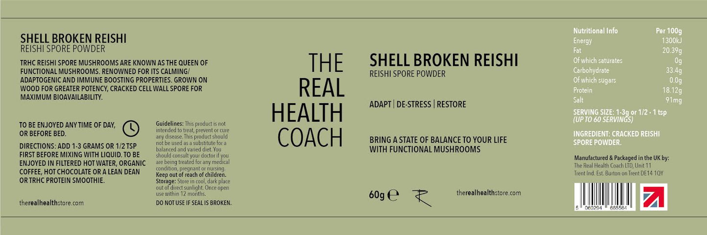 
                  
                    TRHS Shell Broken Reishi Spore Mushroom Powder - 60grams
                  
                