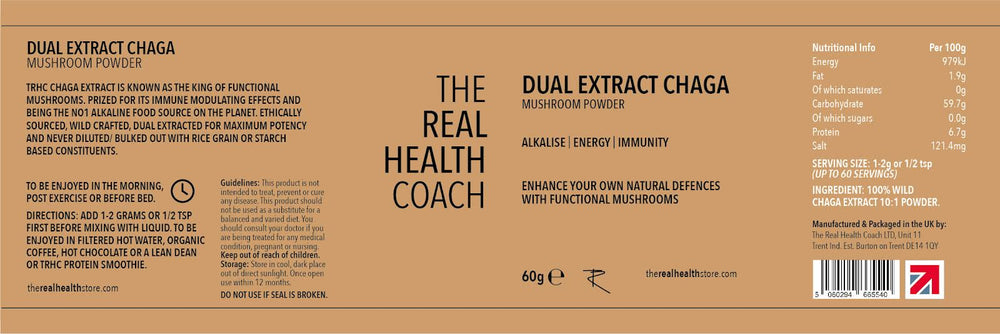 
                  
                    TRHS Dual Extract Wild Harvested Chaga Mushroom Powder - 60grams
                  
                