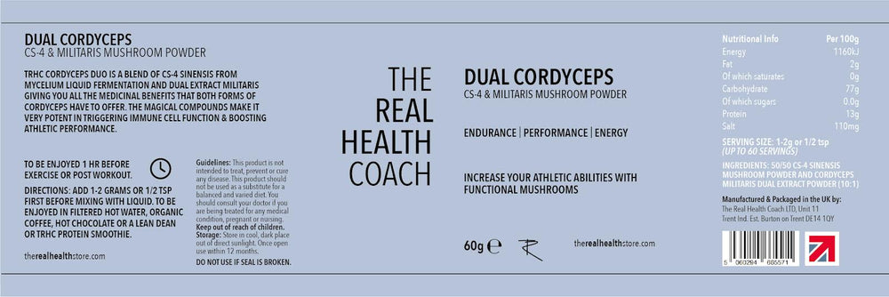 
                  
                    TRHS Dual Cordyceps Mushroom Powder (CS-4 & Militaris Mix) - 60grams
                  
                