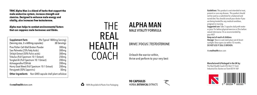 
                  
                    TRHS Alpha Man - High Strength Testosterone Boosting, Libido Formula - 90 Capsules
                  
                
