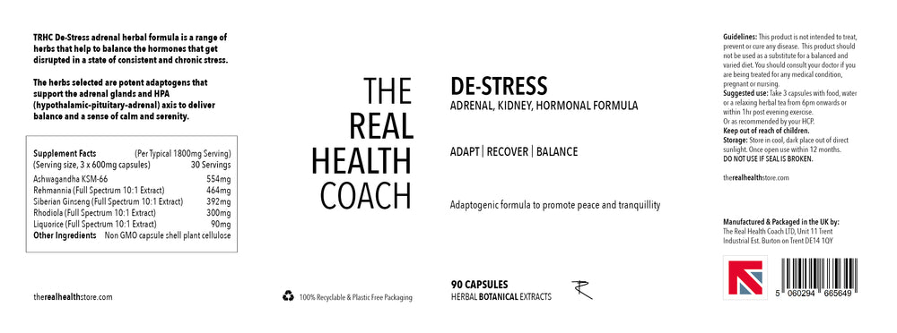
                  
                    TRHS De-Stress - Adrenal, Kidney, Anxiety Support Formula - 90 Capsules
                  
                